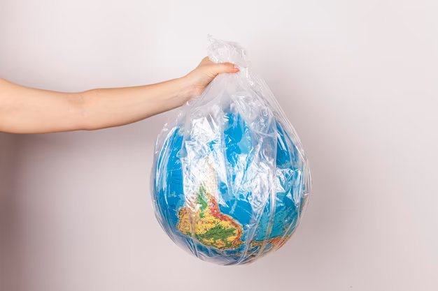 Earth globe in a plastic bag